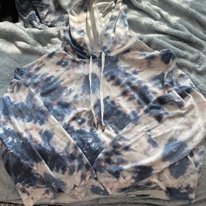 Blue and White Tye Dye Soft Hoodie